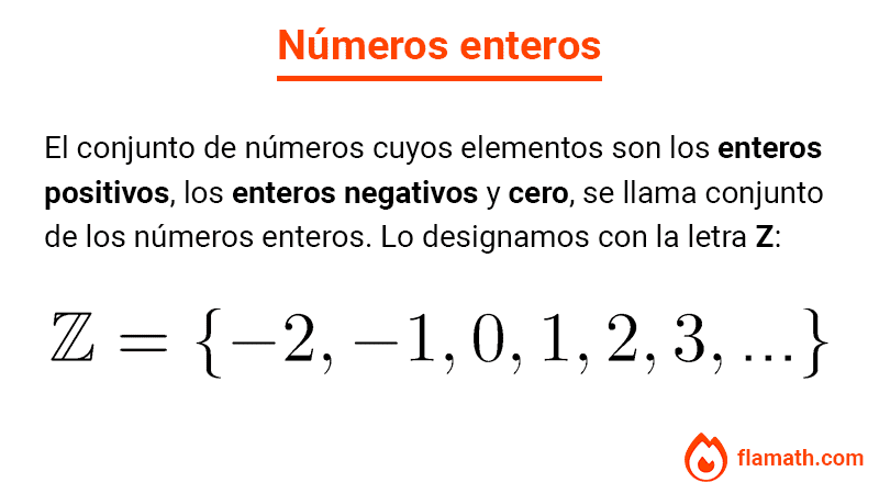 Definición de números enteros Concepto y definición de números enteros como unión de conjunto de números enteros positivos, negativos y cero. Letra con la que se lo designa