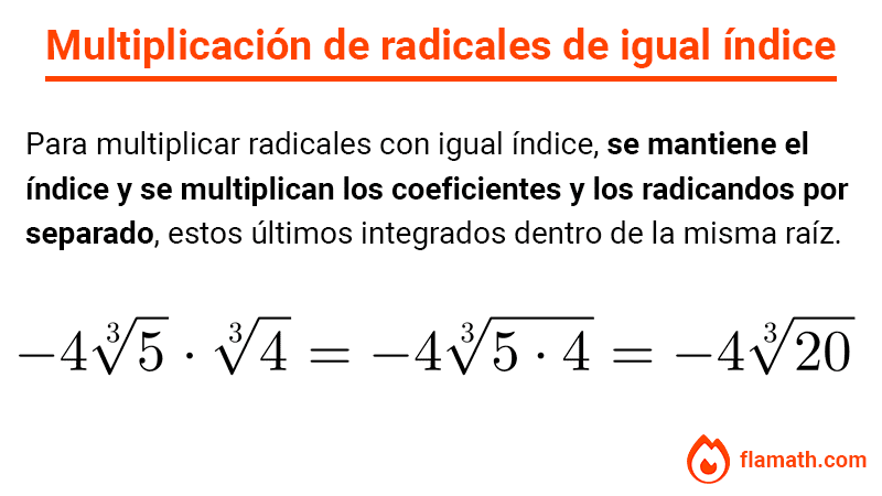 Multiplicación de radicales de igual índice Multiplicación de radicales de igual índice con ejemplo resuelto