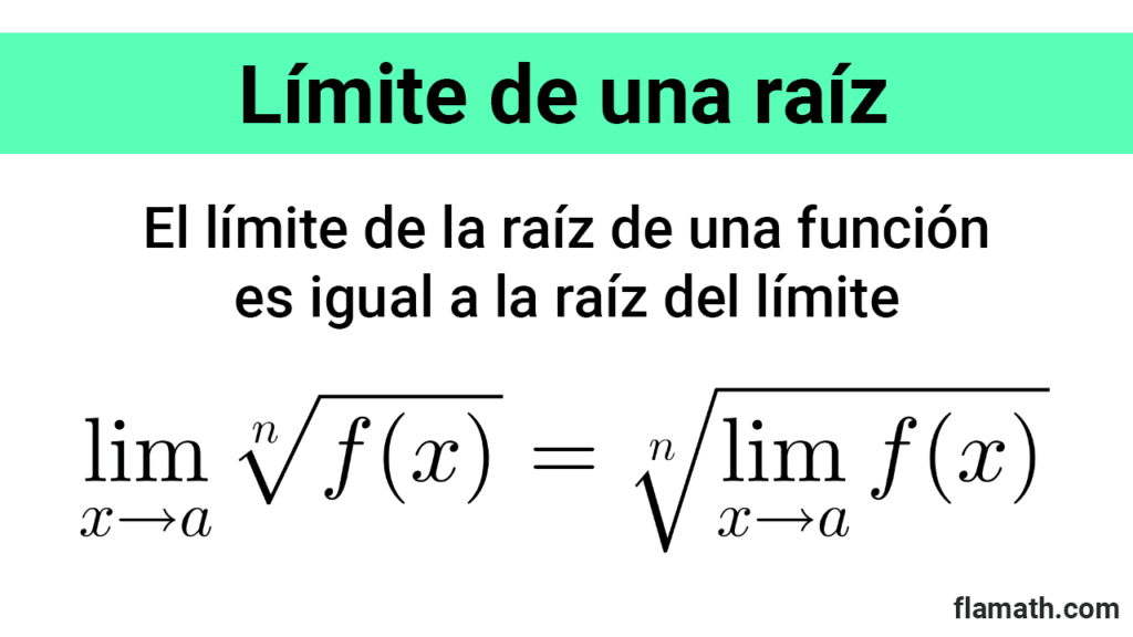Regla del límite de una raíz Propiedad del límite de la raíz de una función es igual a la raíz del límite