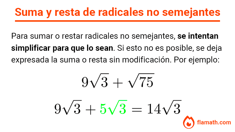 Suma y resta de radicales no semejantes Cómo realizar la suma y resta de radicales no semejantes, ejemplo resuelto